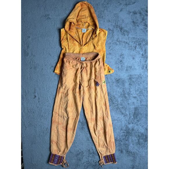 Kathmandu Pants - Kathmandu Trading Nepal Boho Joggers Hoodie Set Sleeveless Shirt Pants S/M